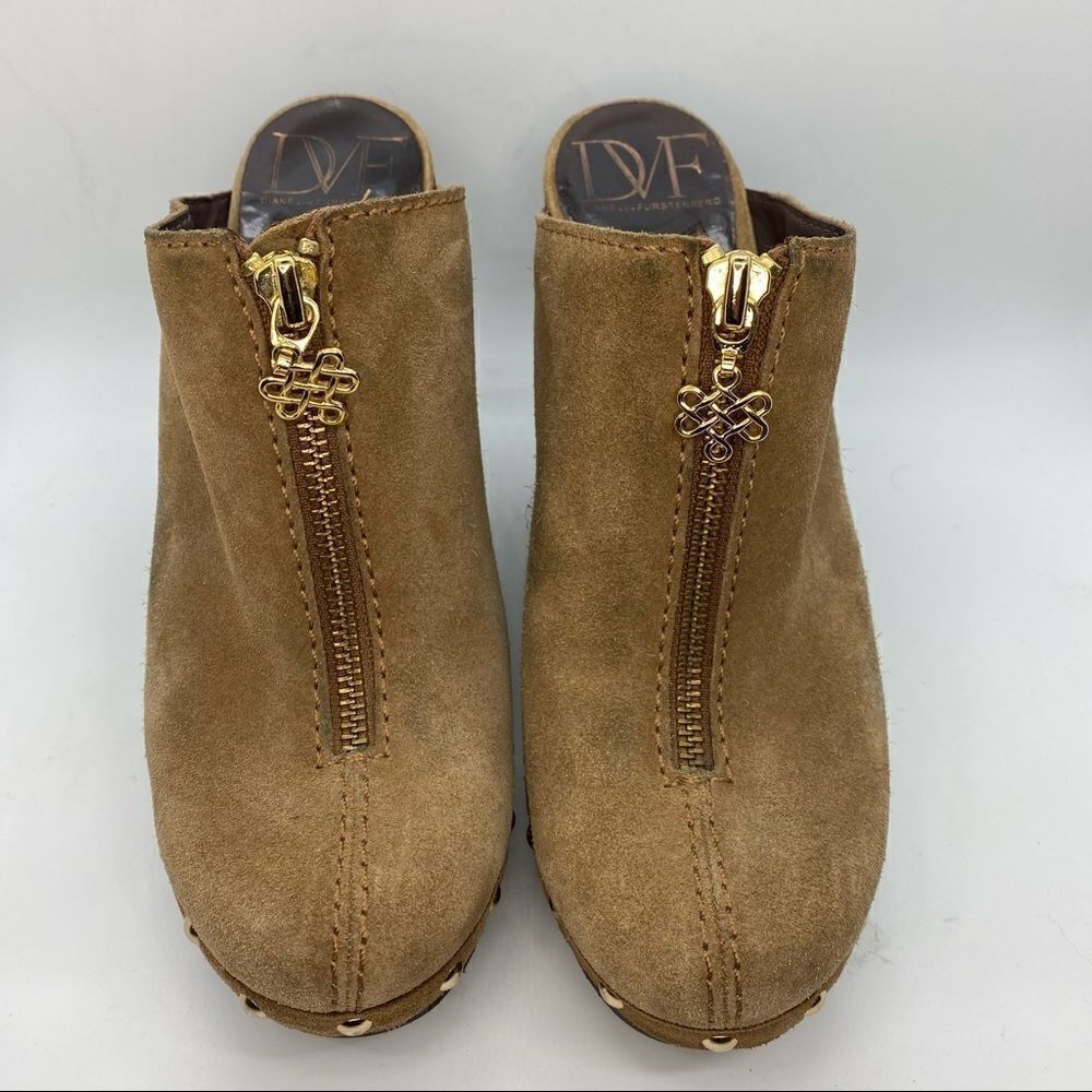 Diane Von Fursetenburg Suede Zippered Clogs
